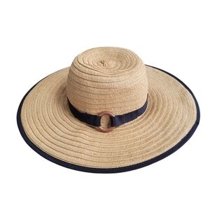THE HATTER COMPANY Floppy Wide Brim Ribbon Trim Sun Hat One Size